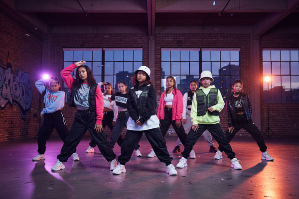 Modern youth dance team with Gen Z aesthetic